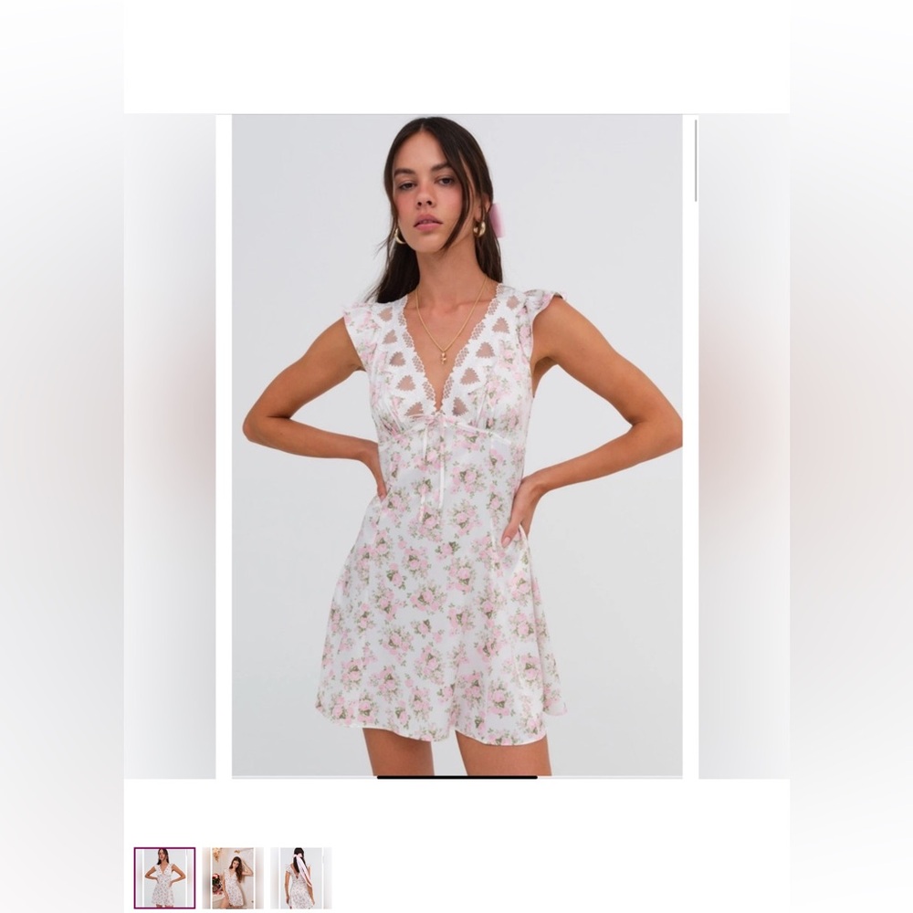 For Love And Lemons Pink Floral Mini Dress - Picture 2 of 4